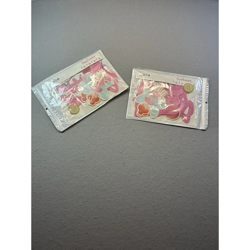 Happy Birthday‎ Fairies & Cherries Set Of 2 Hanging Decorations Girl Banner Pink